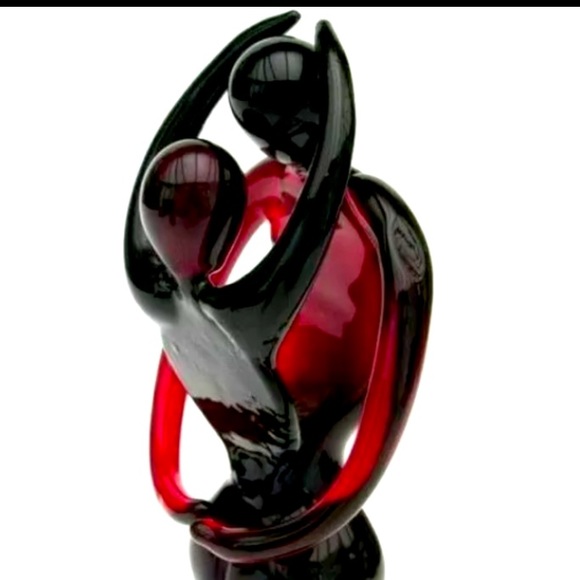 Stunning Murano Art Glass Freeform Lovers Figurine *Dark Red *XL 19cm Tall - Picture 2 of 4